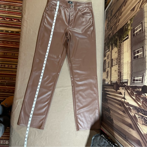 NWT Adriano Goldshmied Women’s Vegan Leather Pants Size 29 (Medium)color brown - Picture 3 of 12